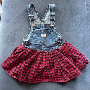 OshKosh B'gosh Blue and Red Overalls Playful Plaid Design